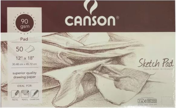 Canson Sketch Pad 12x18-in, 90gsm (24 sheets, 50 sheets) – Hued Haus
