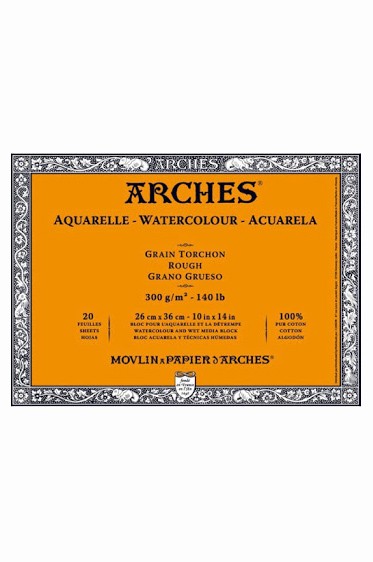 Canson Arches: Rough Cream White 300gsm Block 20 Sheets 18 1/4 x 24